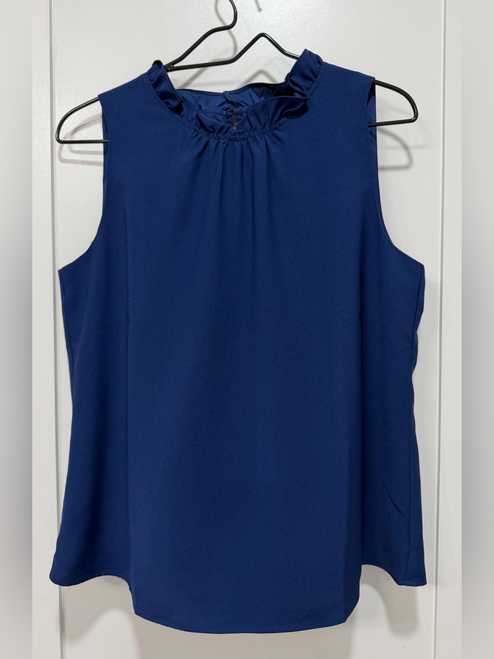 J. Crew Navy Sleeveless Ruffle-Neck Camisole